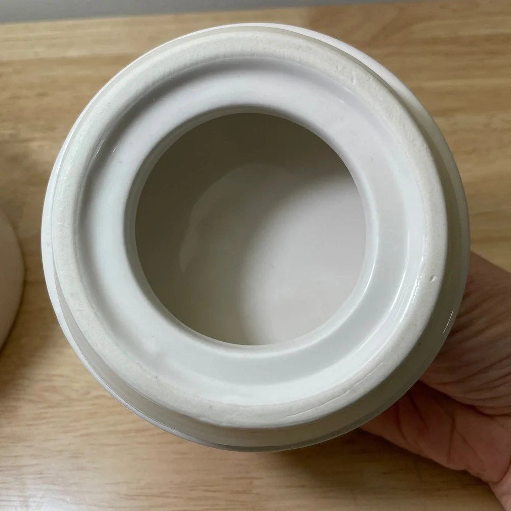Rae Dunn Artisan Collection CONTAIN Ceramic Canister White Jar with Lid Magenta